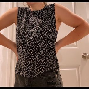 Abstract black and white tank top